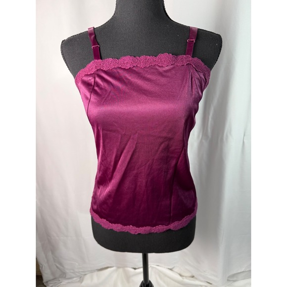 Lace Trim Tank Top Cami Adjustable Strap Top Purple Sleeveless Small - Picture 1 of 4